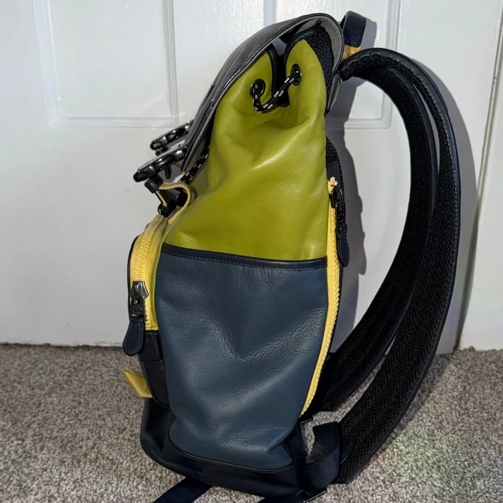 Coach Green and Blue Leather Backpack - Picture 6 of 7